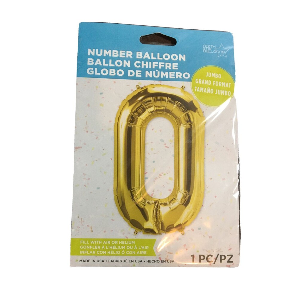 34" Number 0 Balloon Fill With Air Or Helium Jumbo  One Piece 34 Inches